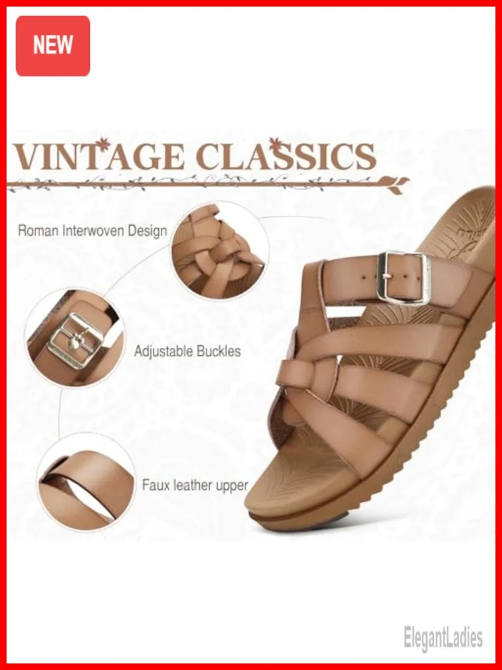 Women's Gladiator Sandals with Arch Support Flat Slides Slip On